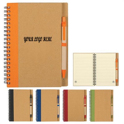 5" x 7" Eco Spiral Notebook With Pen