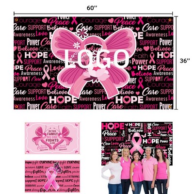 Custom Large Polyester Square Breast Cancer Awareness Backdrop Banner 60"x35"