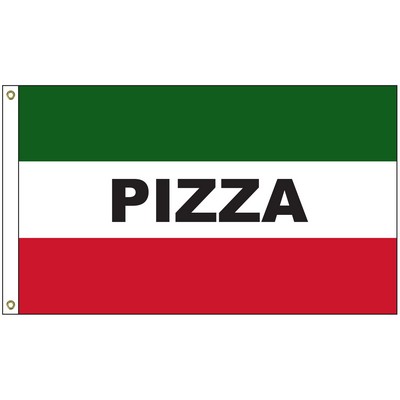 Pizza 3' x 5' Message Flag with Heading and Grommets