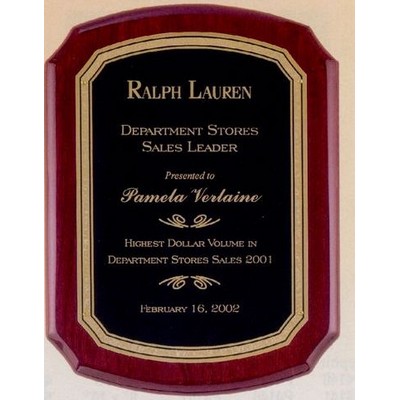 Rosewood Plaque w/ Black Textured Plate/ Florentine Border (11"x15")