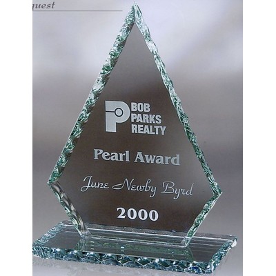 Large Jade Glass Conquest Award w/ Pearl Edge