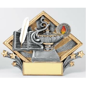 Lamp of Knowledge Diamond Plate Award - 6"