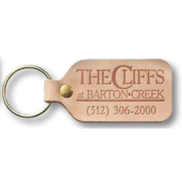 Small Rectangle Natural Leather Riveted Key Tag (1 1/2"x3")