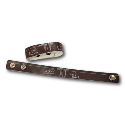 Custom Leather Wristband w/ Dual Male Snap Closure - 3/4"x9" (4 Color)