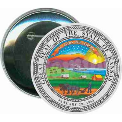 States - The Great Seal of Kansas - 3 Inch Round Button