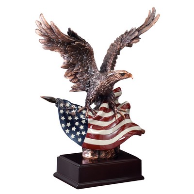 Eagle with Waving Flag Award 10 1/4" HEIGHT 7" WING SPAN