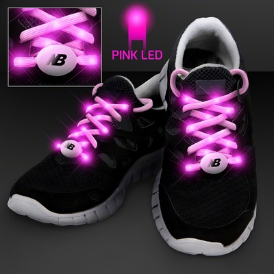 Pink Shoelaces w/Pink LEDs for Night Walks - Domestic Print