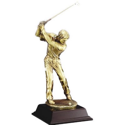 Golfer - Male Driver - Gold Metallic 16-1/2" Tall