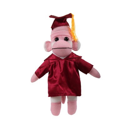 Pink Sock Monkey (Plush) in Graduation Cap & Gown