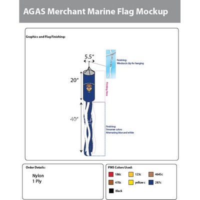 Merchant Marine Windsocks 60x5.5 Inch