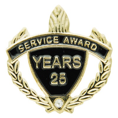 1¼" 25 Years of Service Award Lapel Pin w/Rhinestone