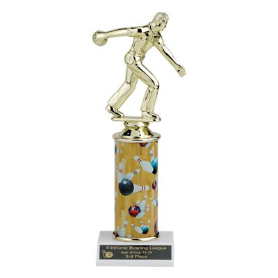 11" Single Column Bowling Trophy w/Figure