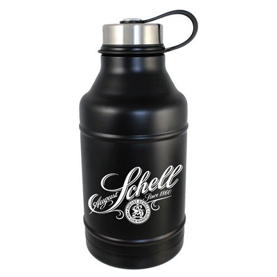 64 Oz. Growler (Stainless/Black) Vacuum Sealed Passivated Bottle