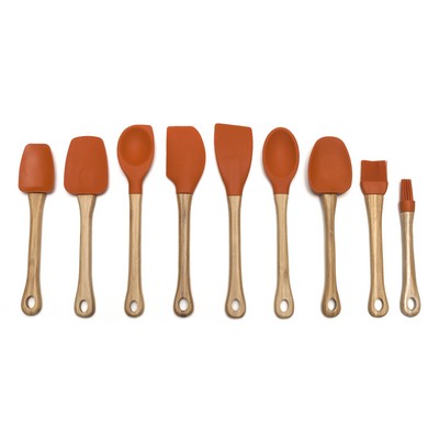 Silicone Orange Spoon w/ Bamboo Handle