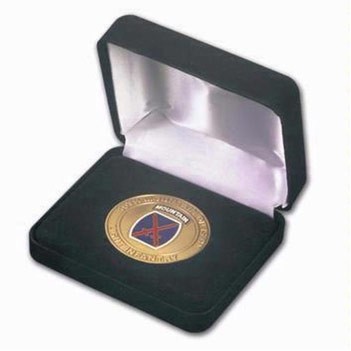 Black Velvet Hinged Box with Tray for 3" Medallion