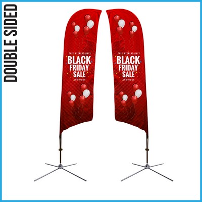 10' Shark Flag - Double-Sided W/Chrome X Base (Medium) - Made in the USA