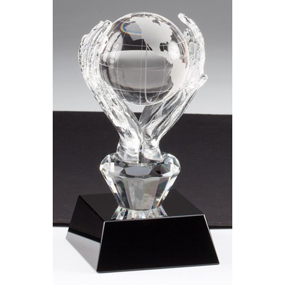 Crystal Globe On Crystal Stand w/Hands