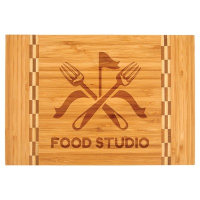 8.25" x 12" - Bamboo Cutting Board with Butcher Block Inlay