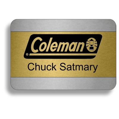 Brushed Silver All Metal Frameless Aluminum Badge (2"x 3")