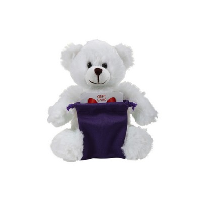 soft plush White Bear with gift card sack