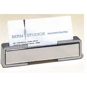 Polished Silver Business Card Holder w/Matte Silver Accents