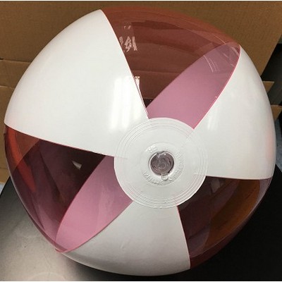 16" Inflatable Alternating Solid white & Transparent pink beach ball