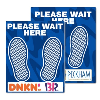 PLEASE WAIT HERE Adhesive Floor Decal w/Large Custom Imprint