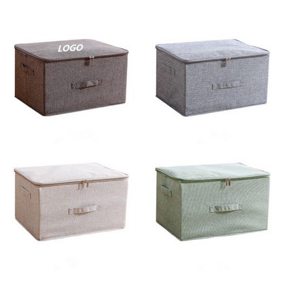 Foldable Storage Bin Cube with Zipper Lid and Handles