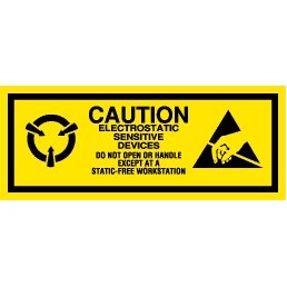 Caution Electrostatic Devices Paper Labels - 1.5" x 3"