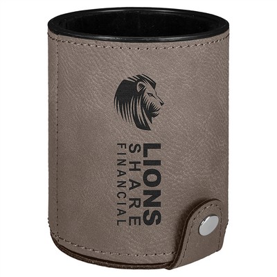 Laserable Gray Leatherette Dice Cup Set, 3-1/8"x4"