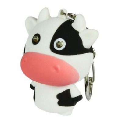 Cartoon Cow LED Sound Keychain