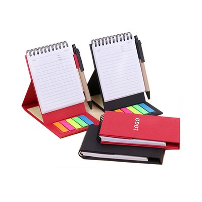 Spiral Notebook with Sticky Notes, Flags and Pen