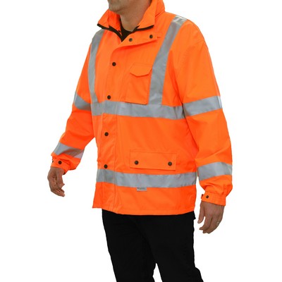 Mesh Lined Parka with Detachable Hood -3M™ Scotchlite™/Fluorescent Red-Orange