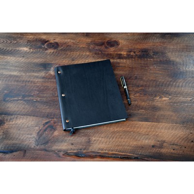 3 Screw Large Vachetta Leather Journal - Onyx Black - Borlino