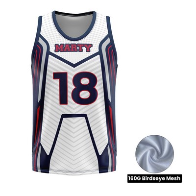 Unisex and Kids' Full Sublimation Basketball Jersey - Birdseye Mesh