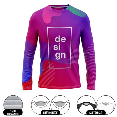 Unisex Sublimation Performance Grade Long Sleeve T-Shirt - 150G Pinhole Fabric