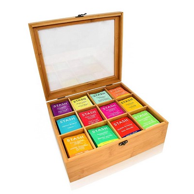 12 Compartments Bamboo Tea Bag Box