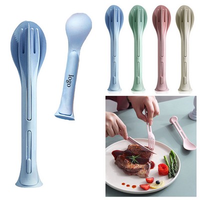 Portable 3-in-1 Wheat Straw Spoon Fork Knife