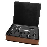 Dark Brown Leatherette 5-Piece Wine Tool Gift Set