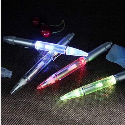 plastic click-action ballpoint pen with LED lamp