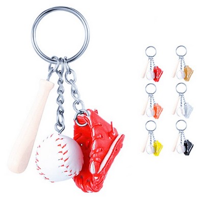 Baseball Bat Glove Set Keychain