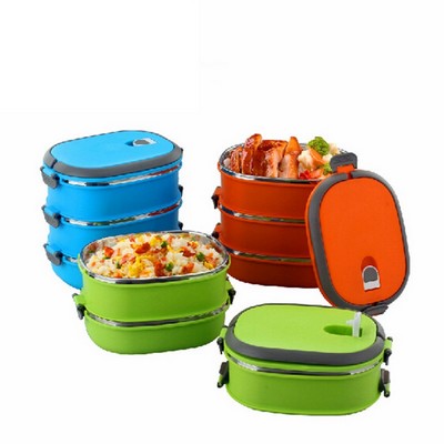 3-layer Stainless Steel Insulated Square Lunch Box