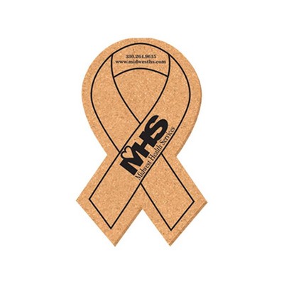 Coaster - 6 3/4" x 4" Awareness Ribbon Shape Cork Coasters