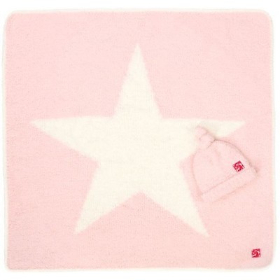 Baby Blanket - Star w/ Cap - Pink / Creme - 30*30