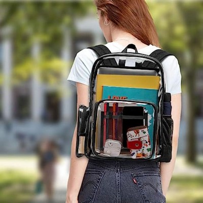 Large Premium Clear PVC Stadium Approved Laptop Backpack (11.2"x6"x17")