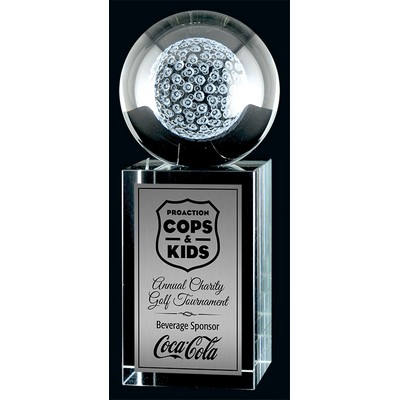 Optic Crystal 3D Laser Rise & Shine Golf, Award Trophy,