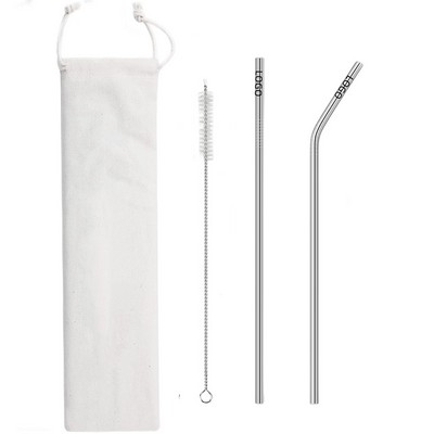 3PCS Stainless Steel Straws with Carrying Bag