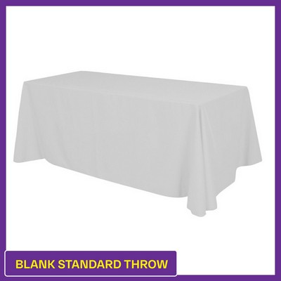 White - 8ft Blank (No Imprint) Hemmed Standard Throw - 4 Sided