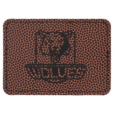 Rectangle Engraved Football Patch with Adhesive, Faux Leather, 3 1/2" x 2 1/2"