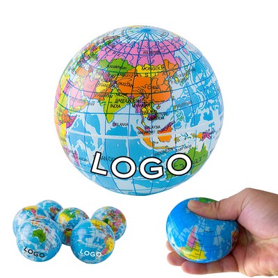 2.5" Round Ball Stress Reliever - World Map